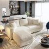 3 Seat Sofa, Deep Seat Couches With Soft Pillows And 1 Ottomans, Convertible Sofa Lounge Chair, For Living Room - Beige - Image 6