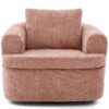 360° Swivel Accent Barrel Chair With Dual Layer Cushion, Round Seating For Living Room - Pink - Image 8