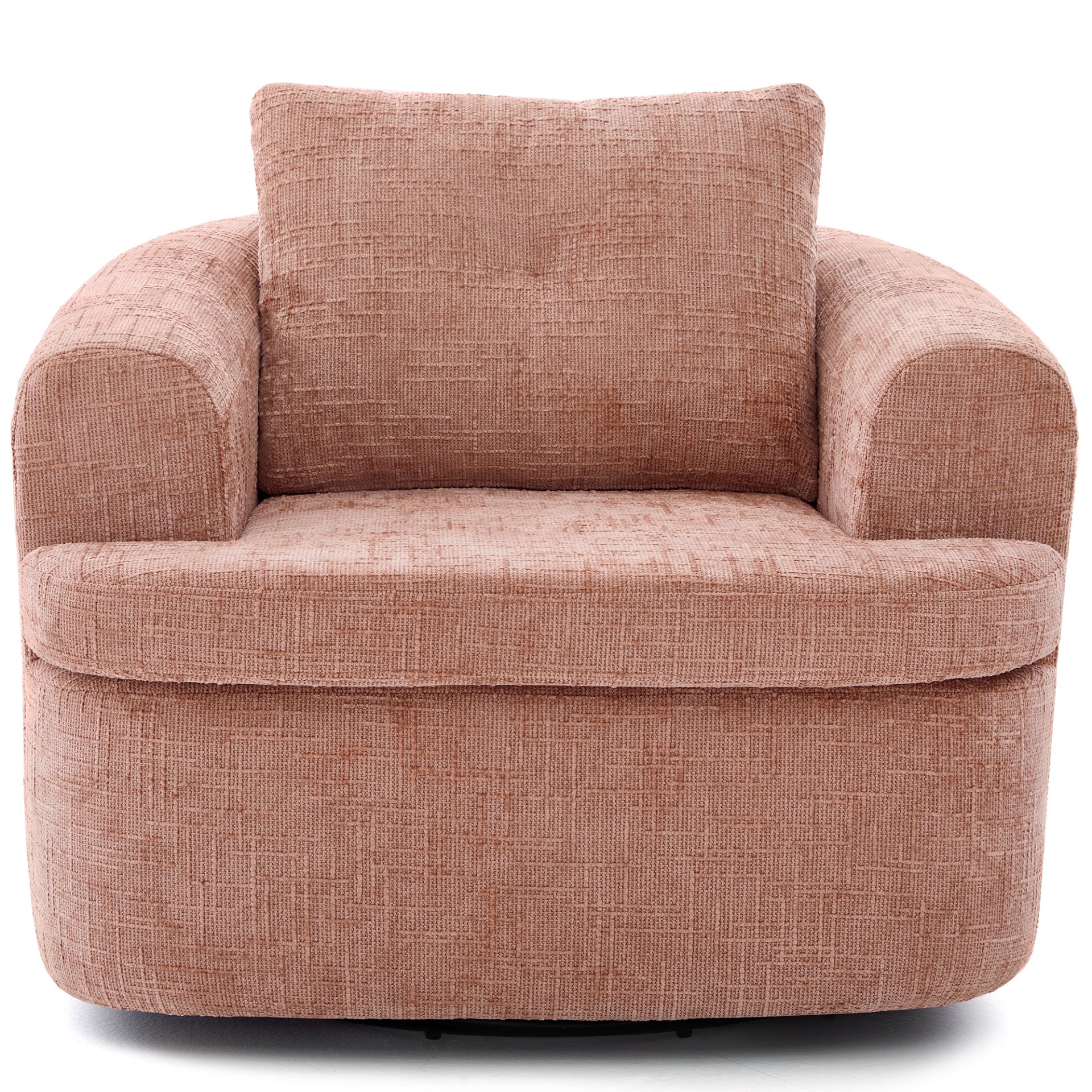 360° Swivel Accent Barrel Chair With Dual Layer Cushion, Round Seating For Living Room - Pink - Image 8