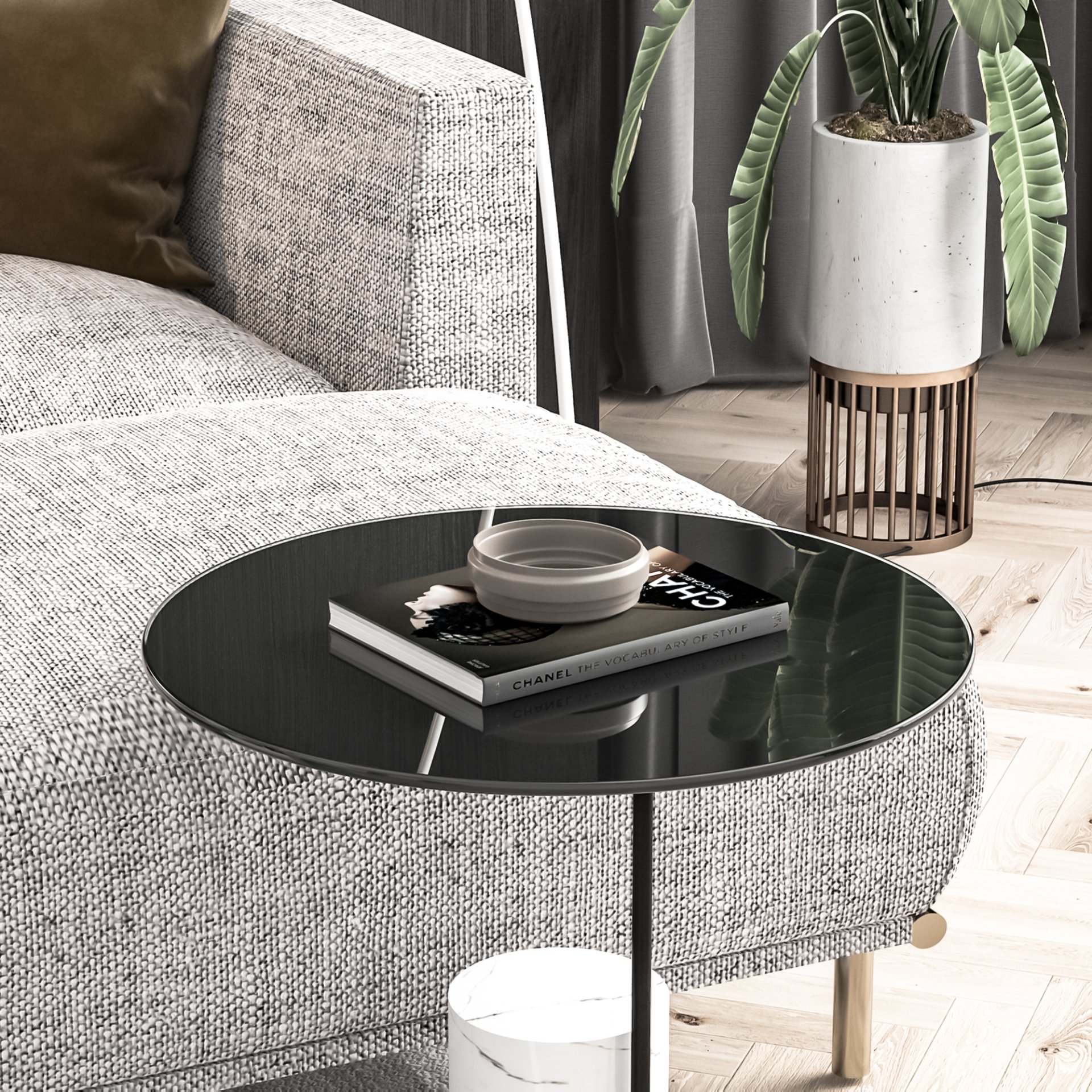 20" Round Tempered Glass Table Top Glass 1 / 4" Thick Round Polished Edge - Black - Image 2