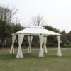 13 X 10 Outdoor Patio Gazebo Tent With Ventilated Double Roof And Sidewall (Detachable Curtains On All Sides), For Lawn, Garden, Backyard, And Deck - Beige - Image 4