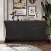 Refined 4 Door Credenza With Arc Legs & Bronze Clasps, Advanced Storage Design - Black - Image 2