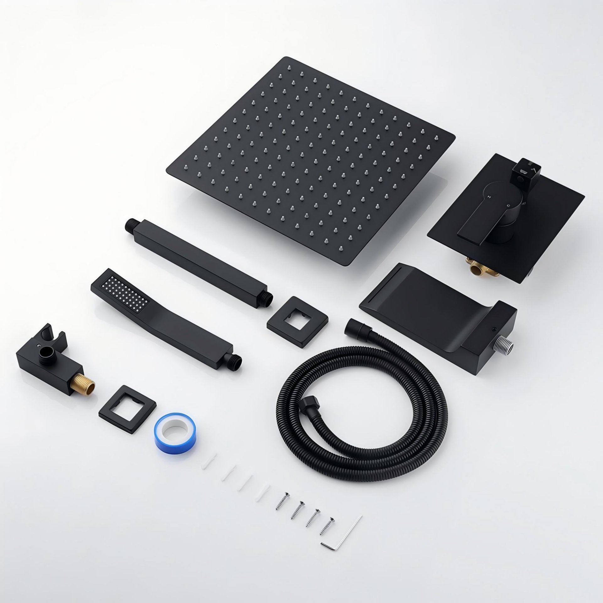 Wall Mount Shower System With High Pressure 10" Shower Head And Handheld, Stainless Steel - Matte Black - Image 8