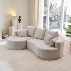 2 Piece Fabric Cloud Curved Sectional Sofa With Chaise For Living Room Bedroom Apartment - Silver Lining