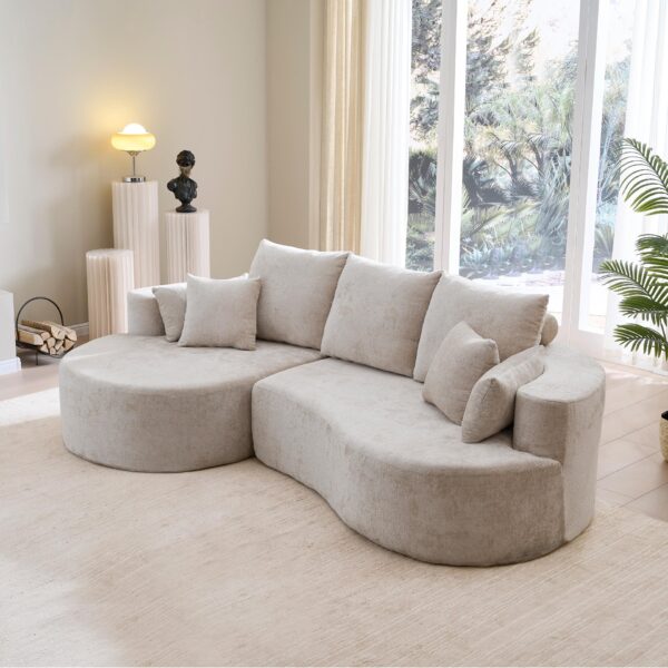2 Piece Fabric Cloud Curved Sectional Sofa With Chaise For Living Room Bedroom Apartment - Silver Lining