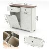 Barn Door Double Tilt Out Trash Cabinet For 20 Gallon Cans With Free Standing Recycling And Laundry Storage - Brown / Antique White - Image 3