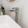 Single Handle Vessel Sink Faucet With Tall Spout For Bathroom Vanity - Brushed Nickel - Image 4