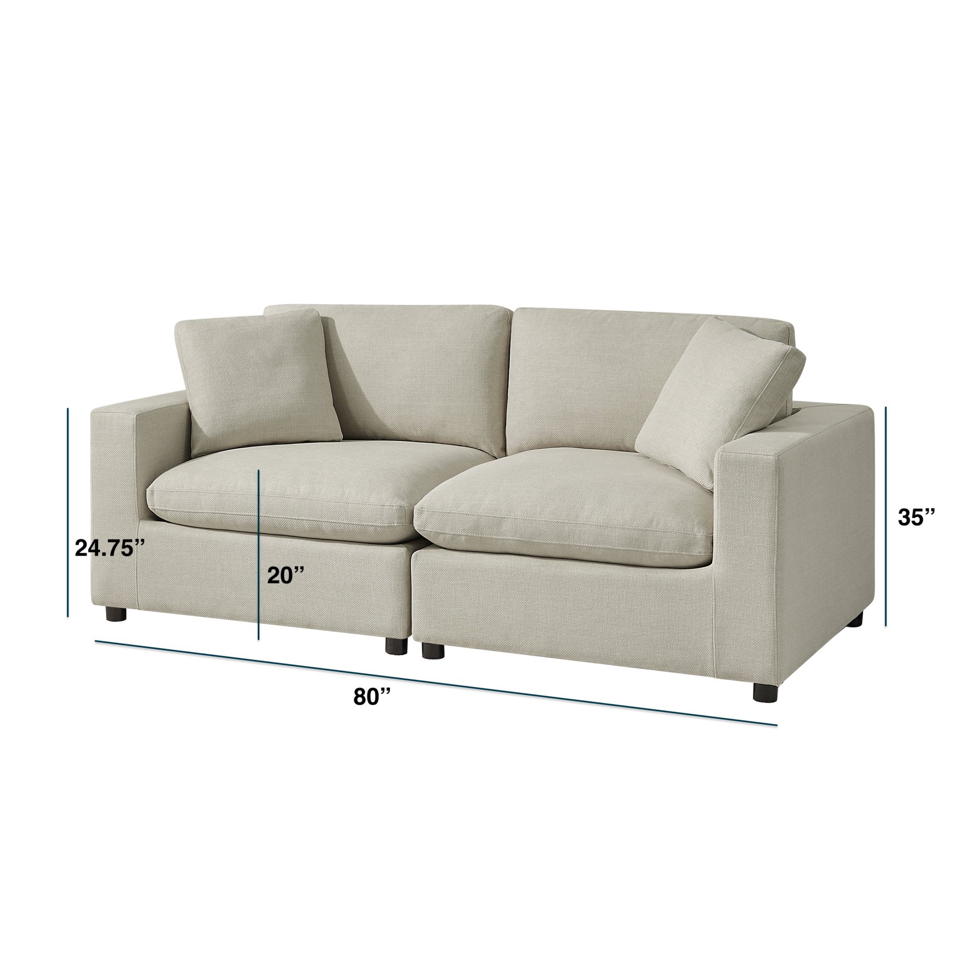 Cassandra - Modular 2 Piece Sofa - Beige - Image 3