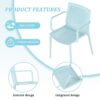 4 Piece Stackable Single Chairs With Vertical Stripe Design For All Weather - Light Blue - Image 8