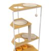 Corner Cat Tower, Cat Tree With Scratching Post, Cat Condo With Feeding Station And Climbing Platforms, Pet Furniture For Indoor Cats - White / Light Oak - Image 5