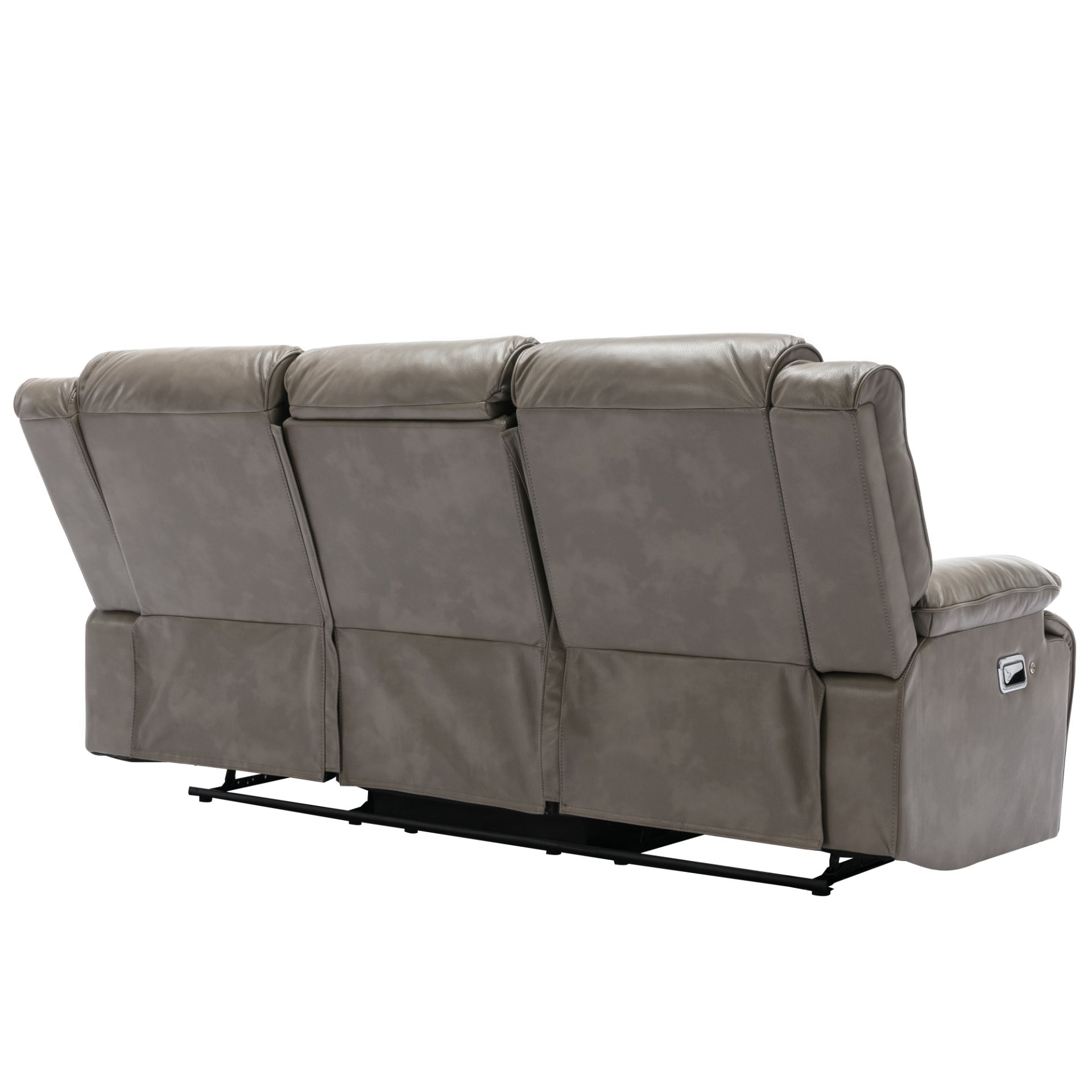 3 Seater Home Theater Recliner Manual Recliner Chair With A Led Light Strip Two Built-In Cup Holders For Living Room - Gray - Image 11