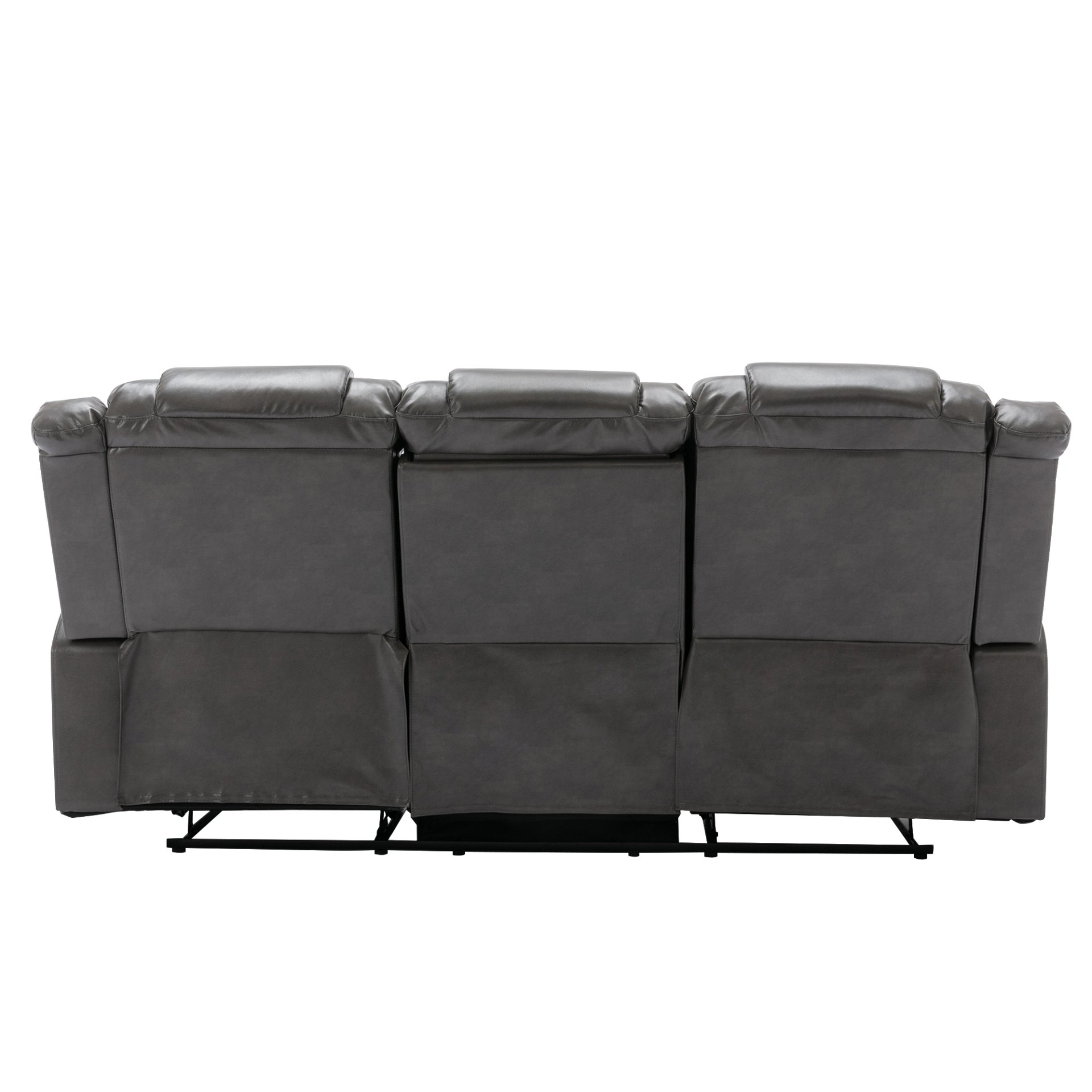 3 Seater Home Theater Recliner Manual Recliner Chair With Two Built-In Cup Holders For Living Room - Gray - Image 12