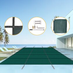 Green Mesh Inground Pool Safety Cover 16 X 32Ft Rectangle Winter Cover - Green