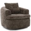 360° Swivel Accent Barrel Chair With Dual Layer Cushion, Round Seating For Living Room - Brown - Image 9