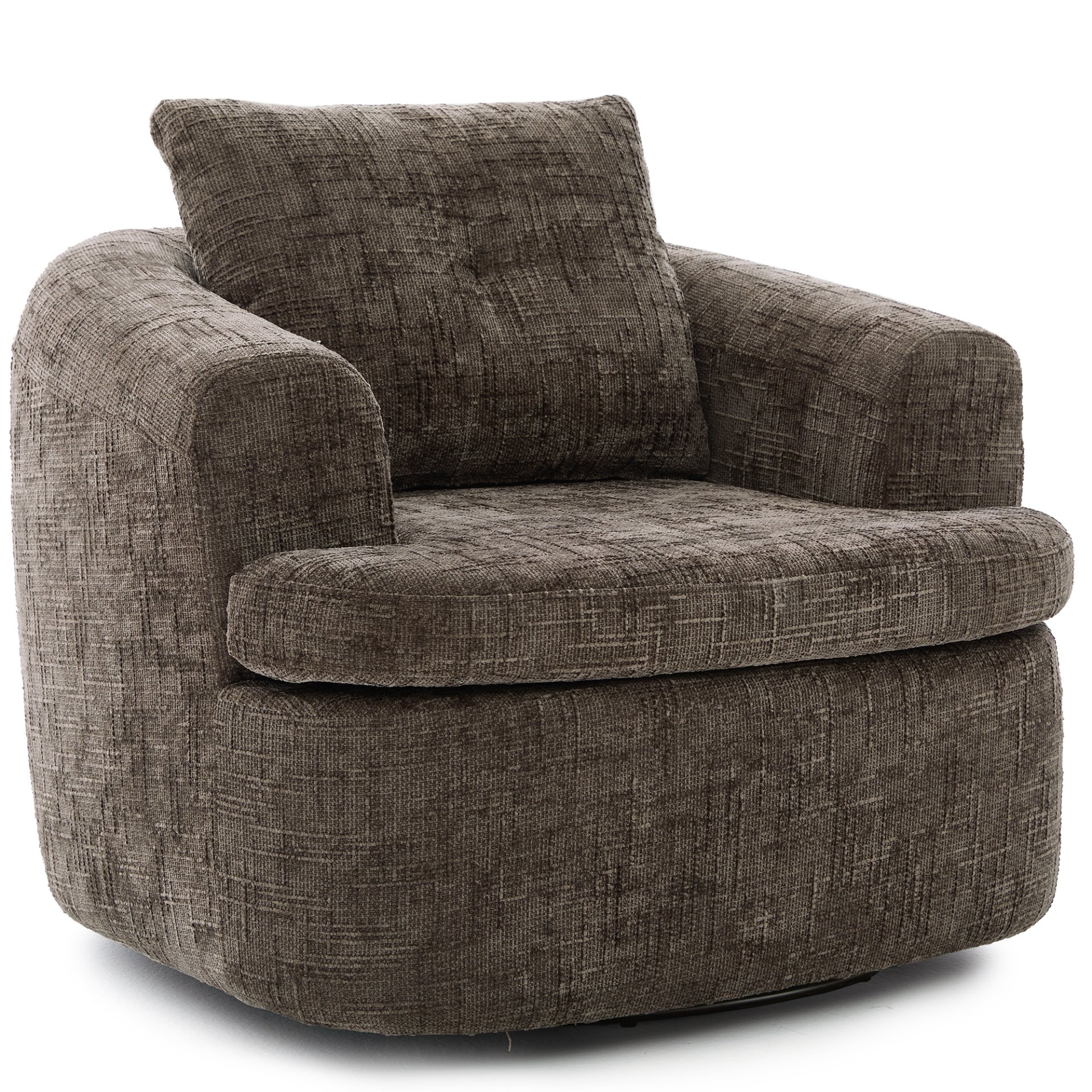 360° Swivel Accent Barrel Chair With Dual Layer Cushion, Round Seating For Living Room - Brown - Image 9