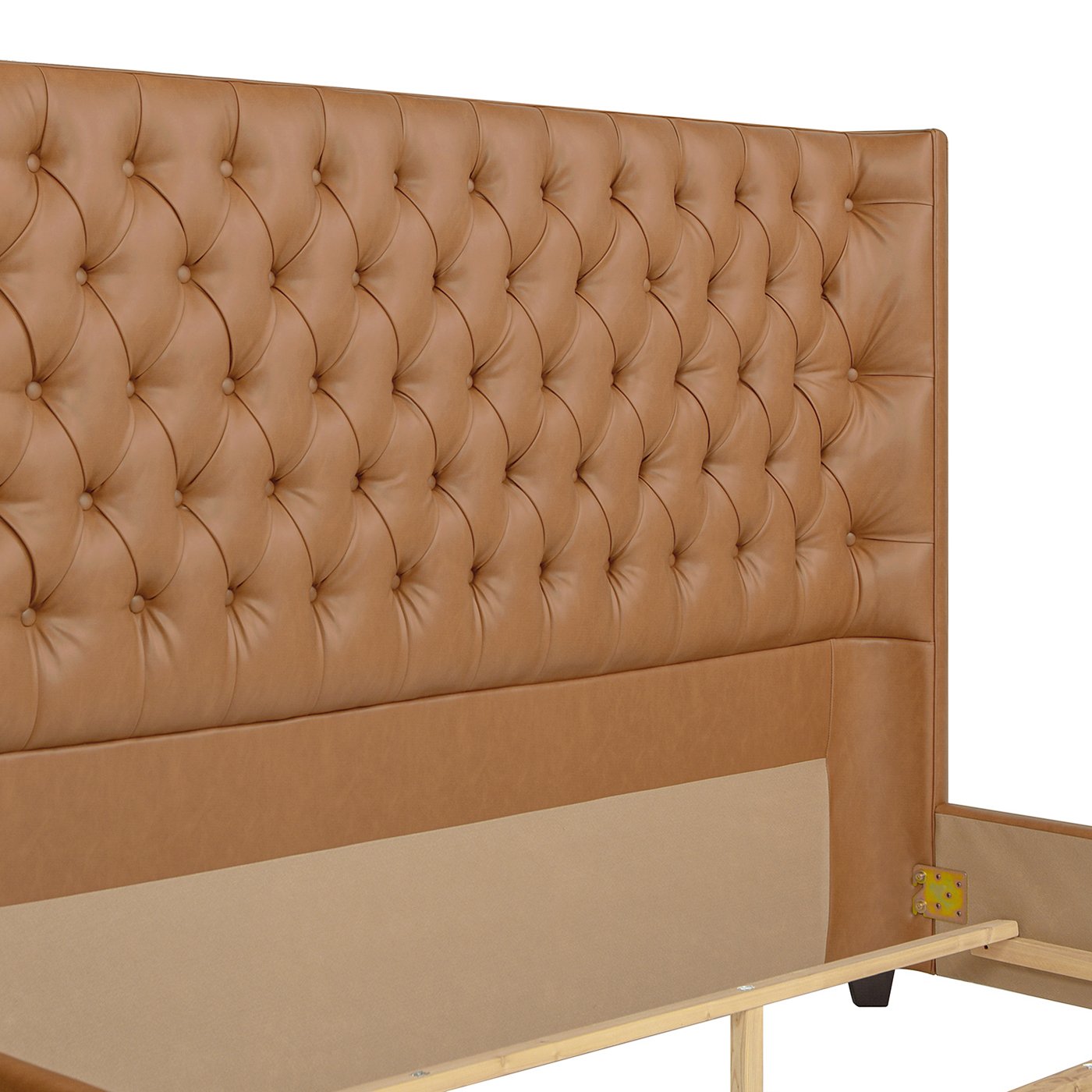 Brooklyn - King Tufted Panel Bed Headboard And Footboard Set - Caramel Tan Brown - Image 10
