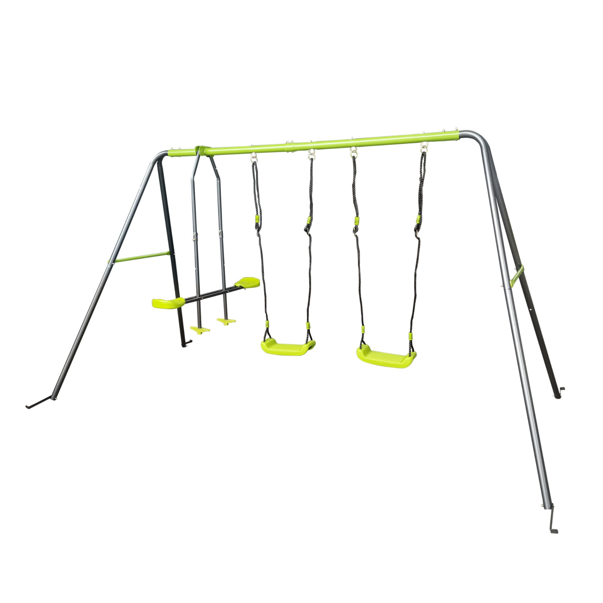 Xns081 Interesting Swingset With Plastic Safe Swing Set 440Lbs For Outdoor Playground For Age 3+ With Face To Face Without Tee - Lime Green - Image 4