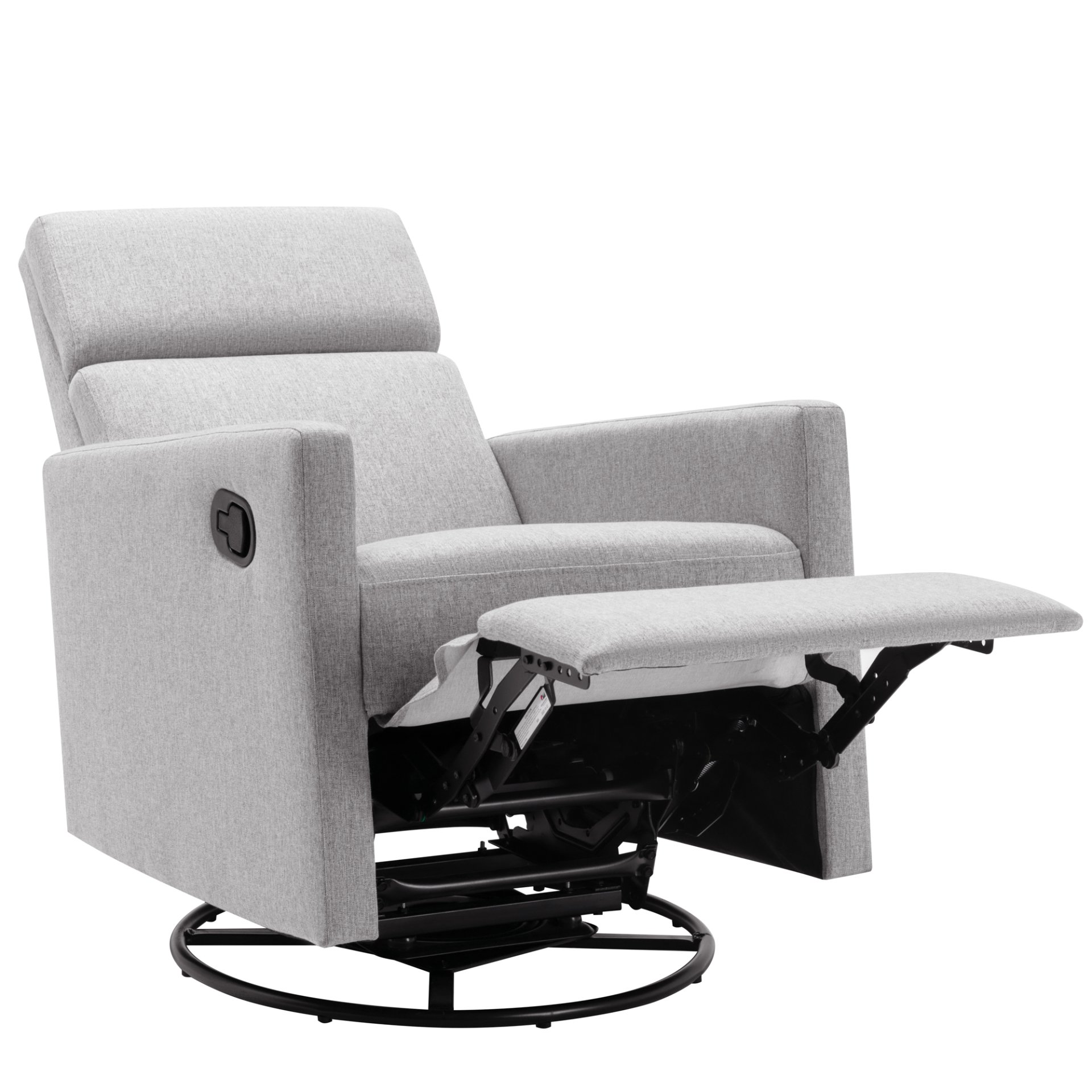 Modern Upholstered Rocker Nursery Chair Plush Seating Glider Swivel Recliner Chair - Gray - Image 13