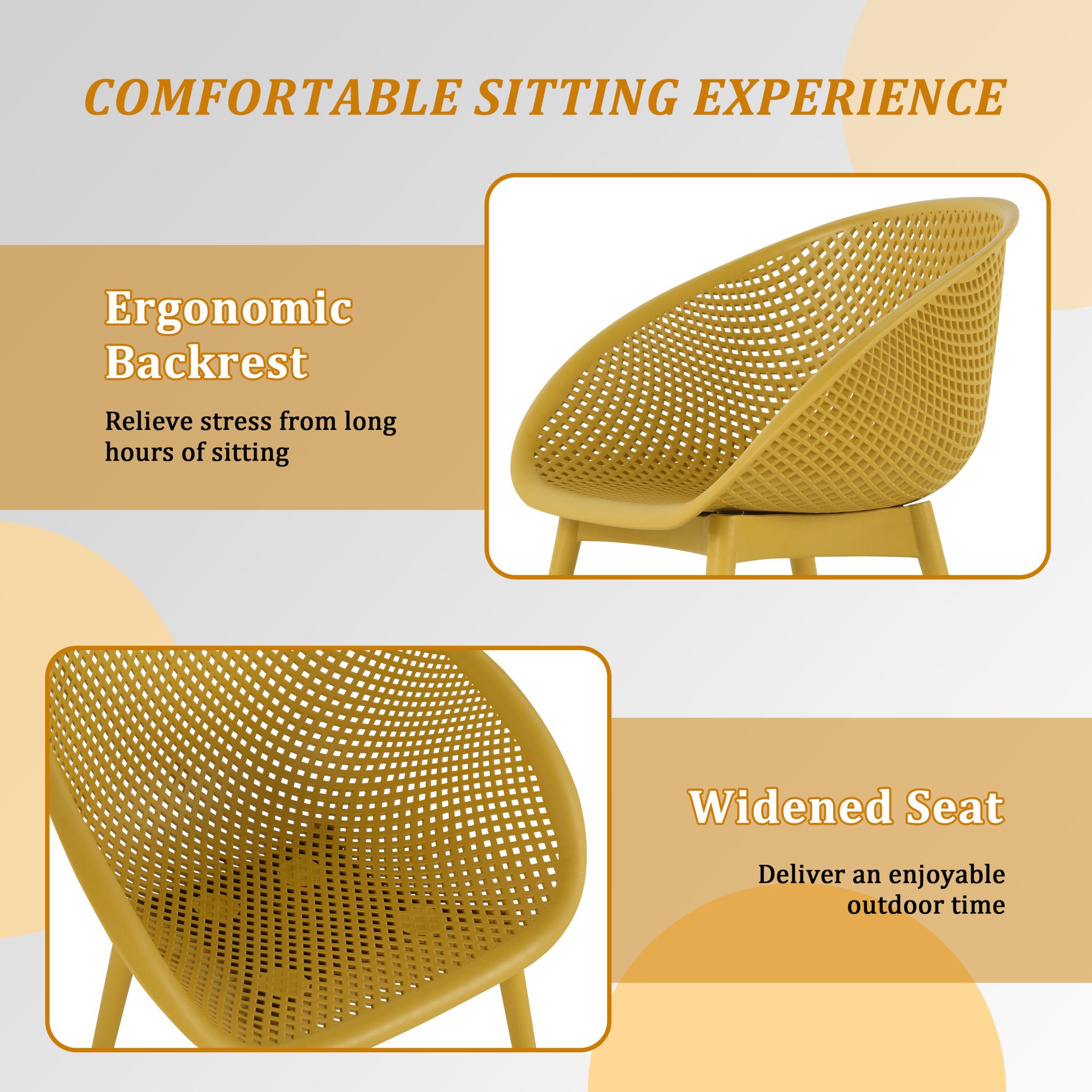2 Lounge Chair Set With Round Table - Earthy Yellow / White - Image 15