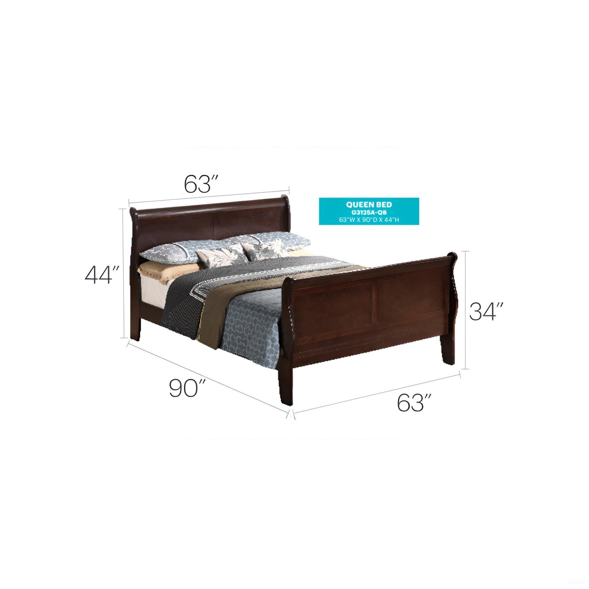 Queen Bed Panel Sleigh - Cappuccino - Image 3