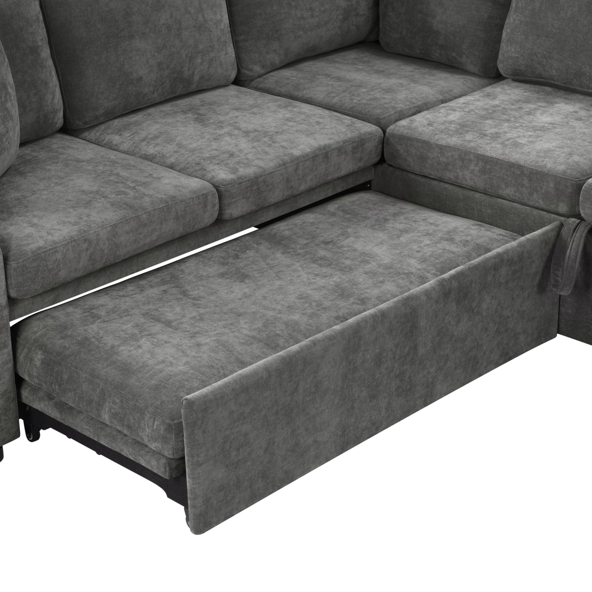 Upholstered L Shaped Sectional Sofa Bed With Sleeper And Storage Chenille - Gray - Image 11
