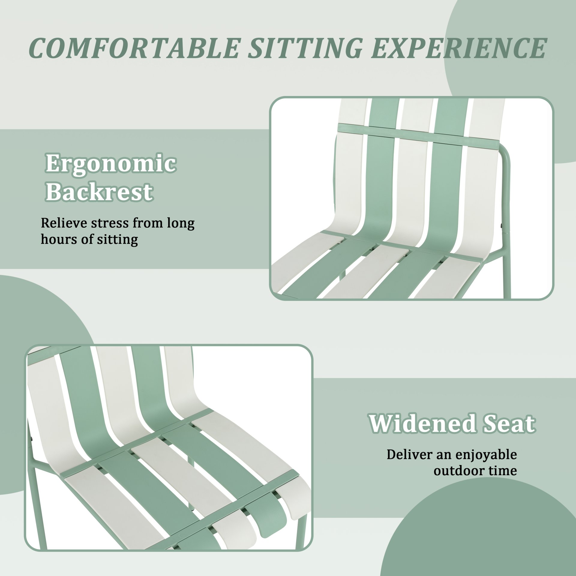 4 Piece Set Of Single Chairs With Modern Color Blocking Design, UV Resistant And Rust Proof - Haze Green / White - Image 12