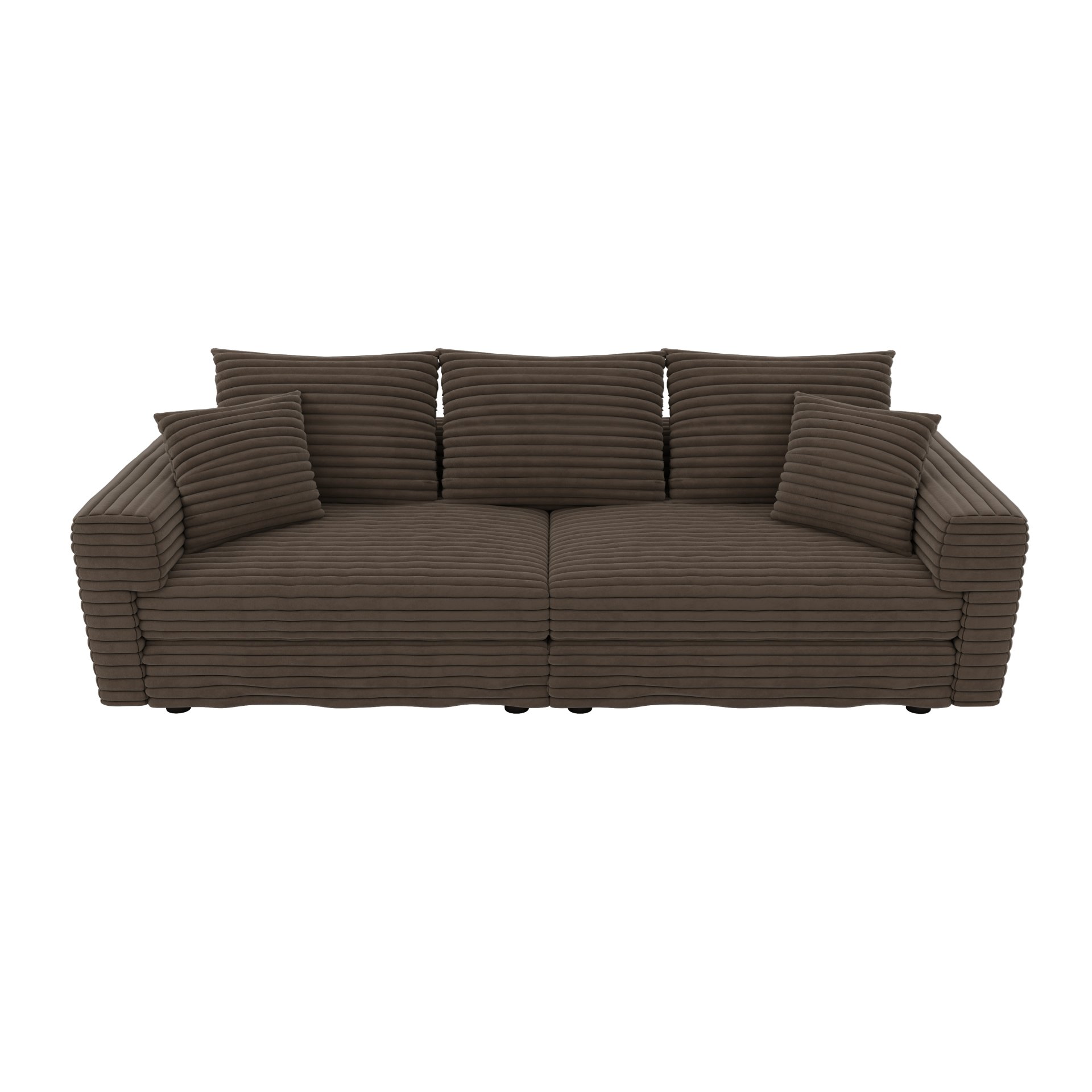 3 Seat Sofa, Deep Seat Couches With Soft Pillows And 1 Ottomans, Convertible Sofa Lounge Chair, For Living Room - Camel - Image 13
