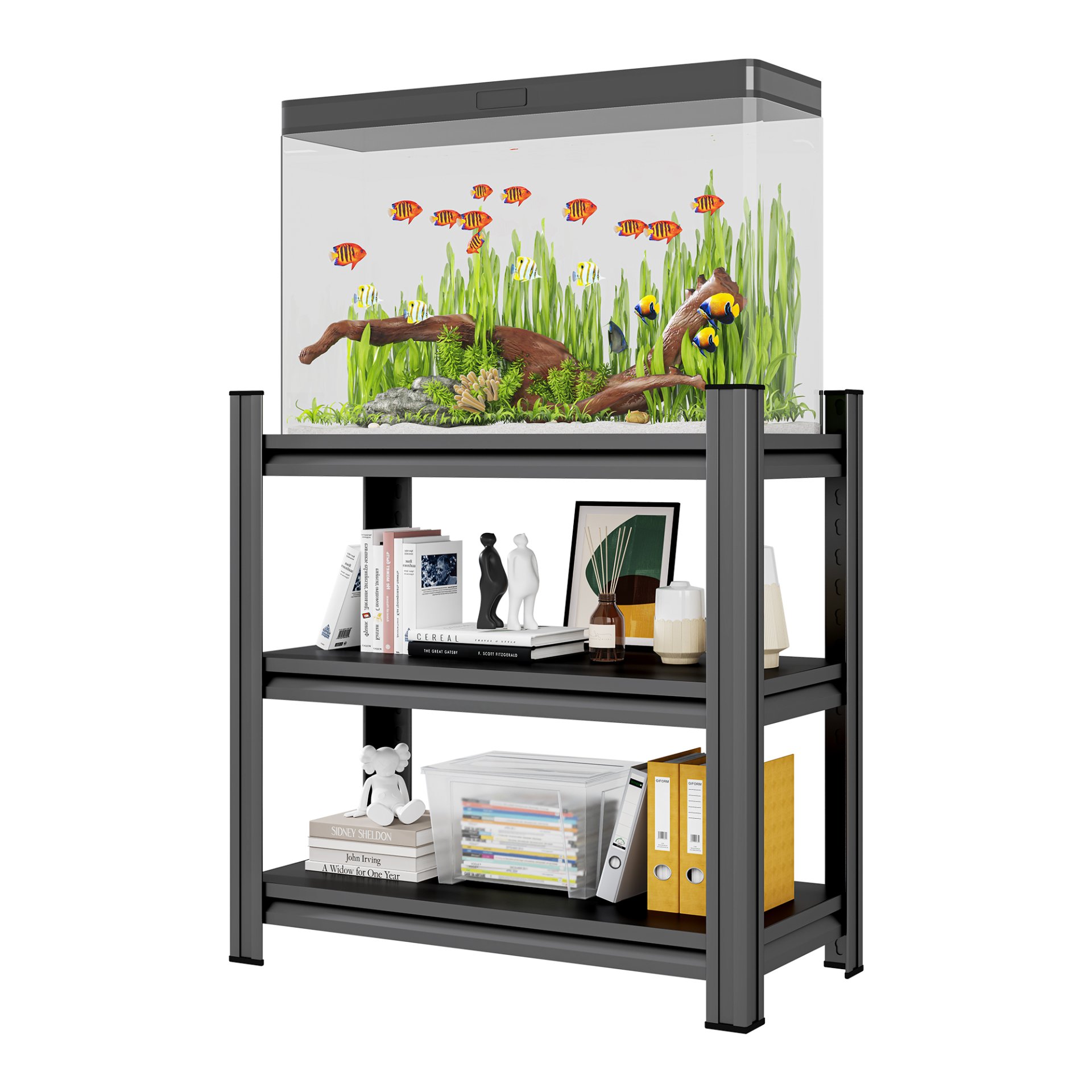 3 Tier Metal Shelves, Adjustable Height Storage Shelving Units For Home, Garage, Laundry - Black - Image 5