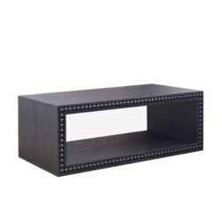 Beaded Edge Coffee Table, Rectangular Center Table With Open Storage Shelf - Black