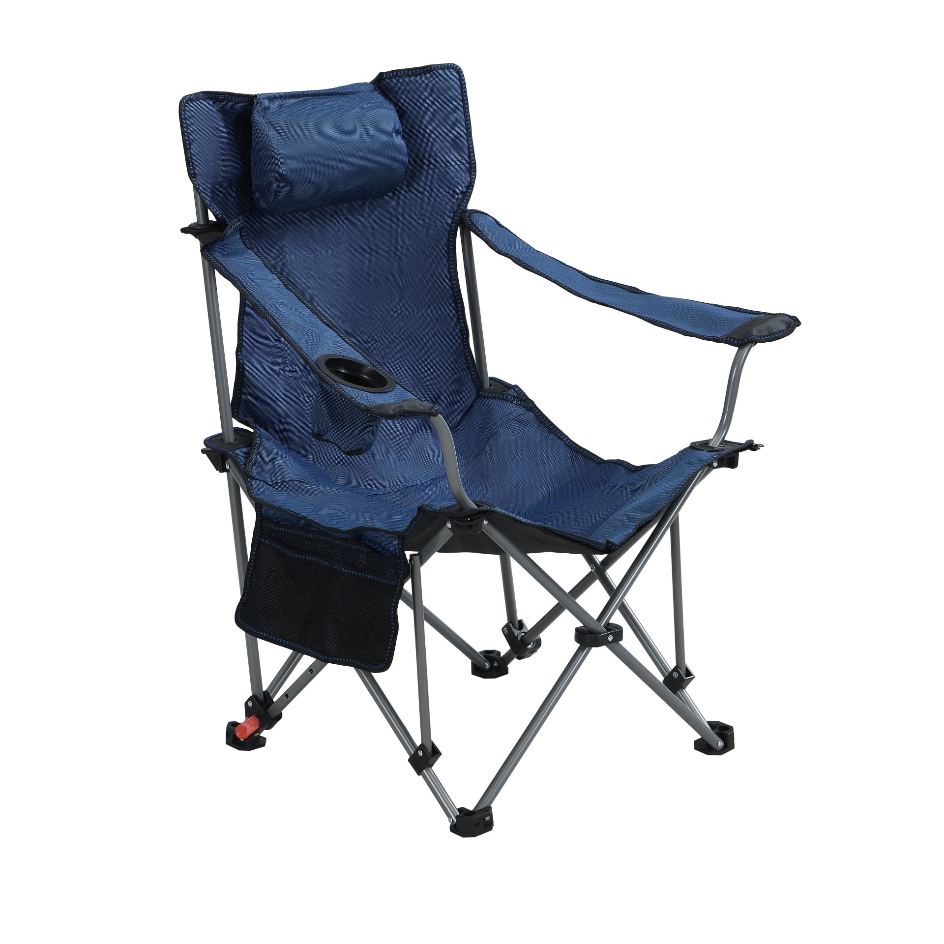 Outdoor Camping Chair With 3 Level Reclining, Side Pockets & Cup Holder, Folding With Carry Bag - Dark Blue - Image 5