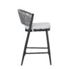 Outdoor Counter Height Metal Frame Counter Stools With Scallop Shaped Backrest & Water Resistant Cushions (Set of 2) - Matte Black - Image 14