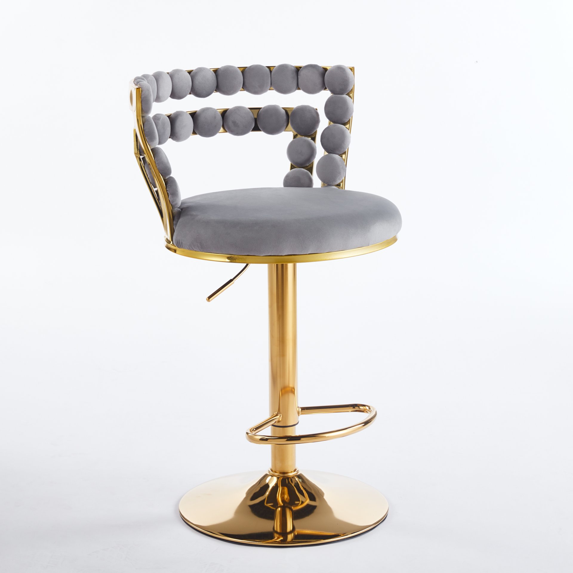 Bar Chair With Tube Legs (Set of 2) - Golden / Grey - Image 8