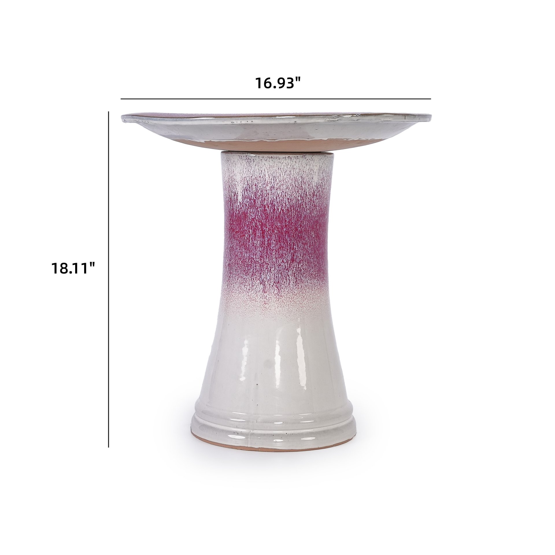 Birdbath For Patio, Garden - White / Pink - Image 3