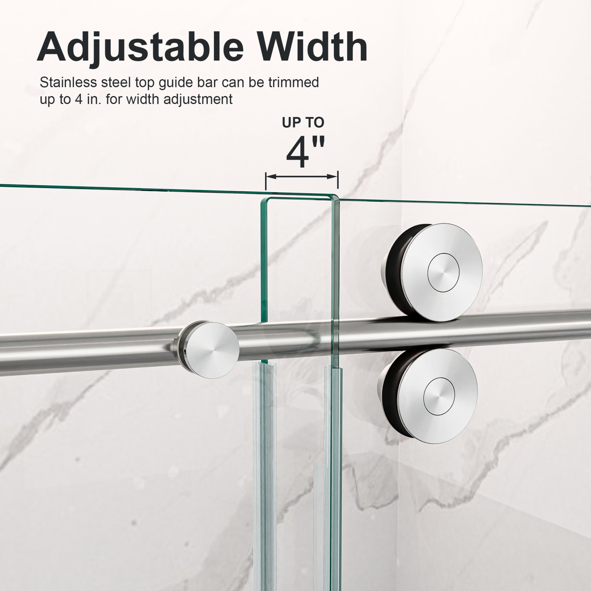 Frameless Single Sliding Shower Door With Bypass Design Clear Tempered Glass - Brushed Nickel - Image 7