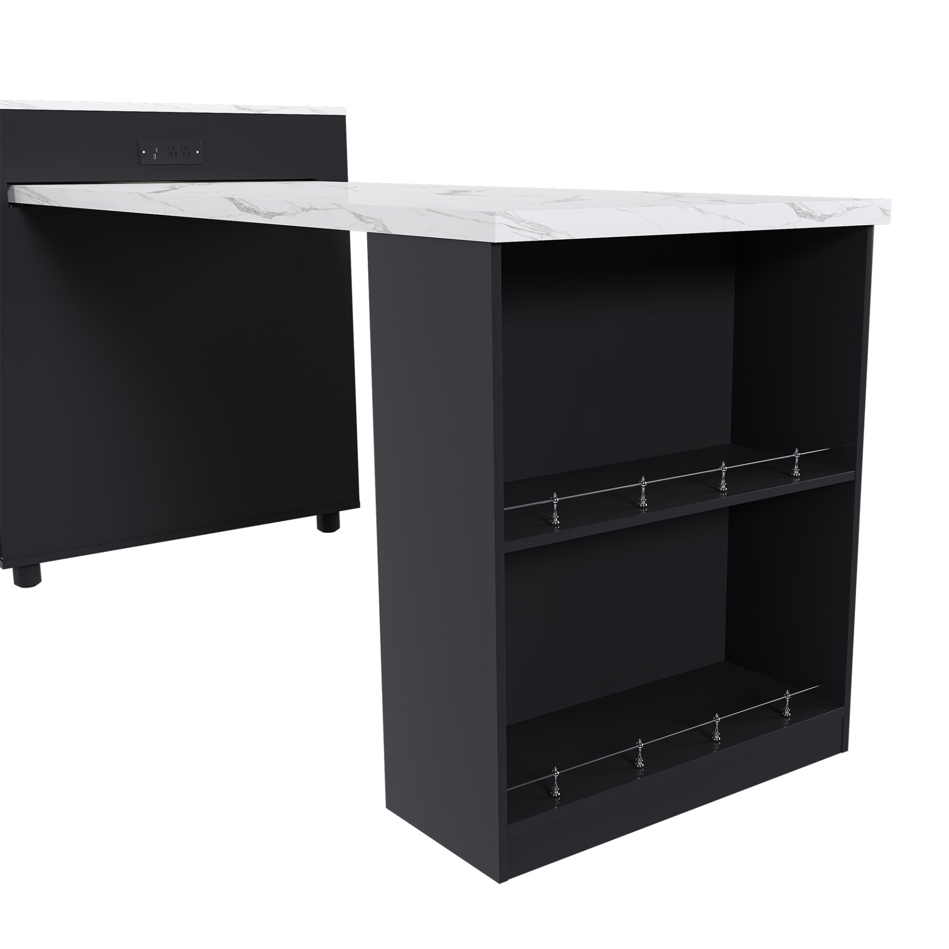 Expandable Kitchen Island With Dining Table - Black - Image 5