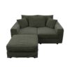 3 Seat Sofa, Deep Seat Couches With Soft Pillows And 1 Ottomans, Convertible Sofa Lounge Chair, For Living Room - Green - Image 11