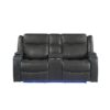 Blanca - Power Reclining Sofa And Loveseat With LED Lights, Power Headrest And Speakers - Charcoal - Image 4