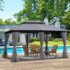 13 0 Ft Outdoor Patio Gazebo Canopy Tent With Ventilated Double Roof And Side Wall (Detachable Curtain Included On All Sides) Suitable For Lawn Garden Backyard And Deck - Gray - Image 2