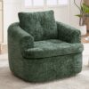 360° Swivel Accent Barrel Chair With Dual Layer Cushion, Round Seating For Living Room - Green - Image 4