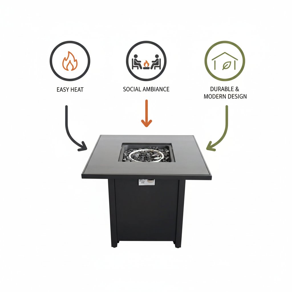 Powdercoated Fire Pit With Top - Black - Image 9