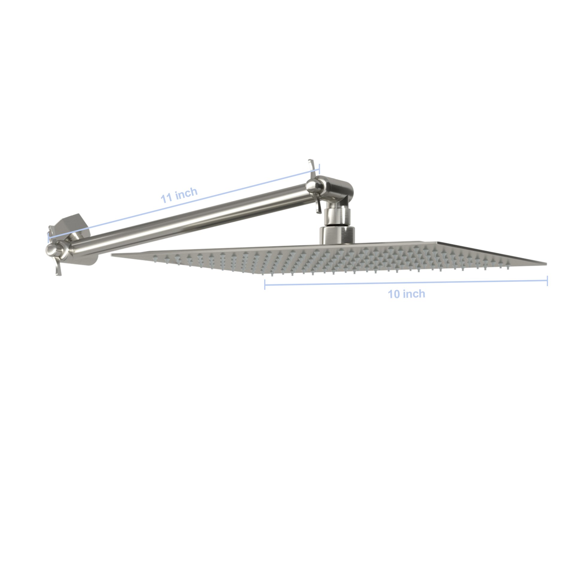 Luxury Rain Shower Head With Adjustable Arm, 10" Square, Stainless Steel - Brushed Nickel - Image 3