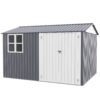8 0 Ft Outdoor Storage Garden Tool Shed With Thickened Galvanized Steel With Sloped Roof & Double Lockable Door Storage Shed Large With 6 Vents - Gray - Image 10