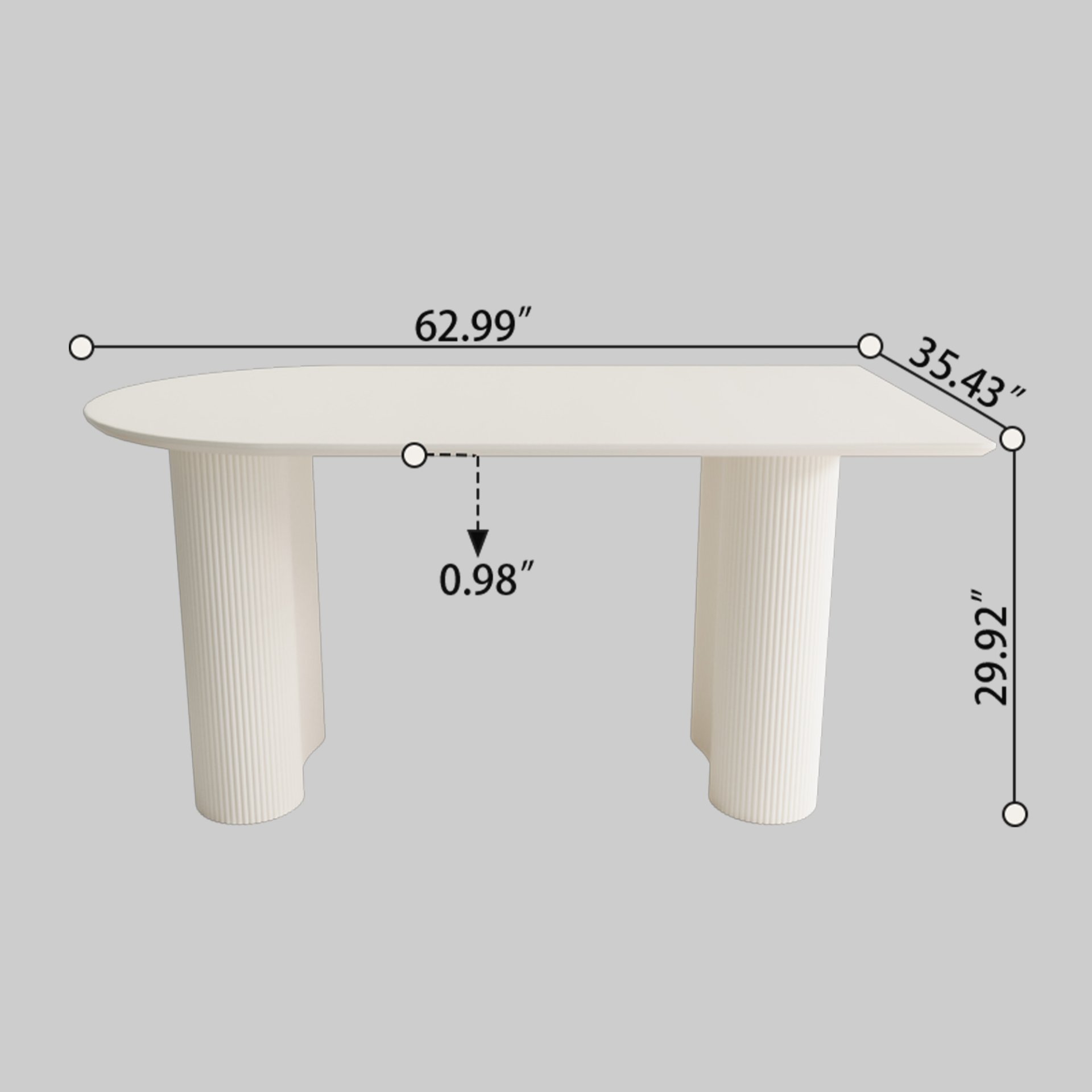 Modern Cream Style Dining Table With Round Wave Legs, 4 - 8 Person - Cream White - Image 3