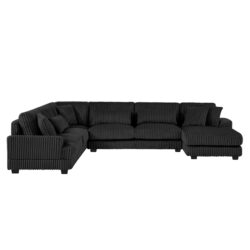 Modern Oversized U Shaped Sectional Sofa With Chaise Lounge Upholstered - Black