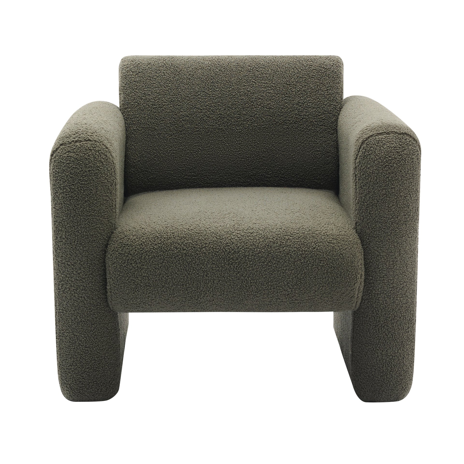Modern Accent Chair Lambskin Sherpa Upholstered Comfy Reading Arm Chair Soft Padded Armchair With Back And Pillow For Living Room - Seaweed Green - Image 9