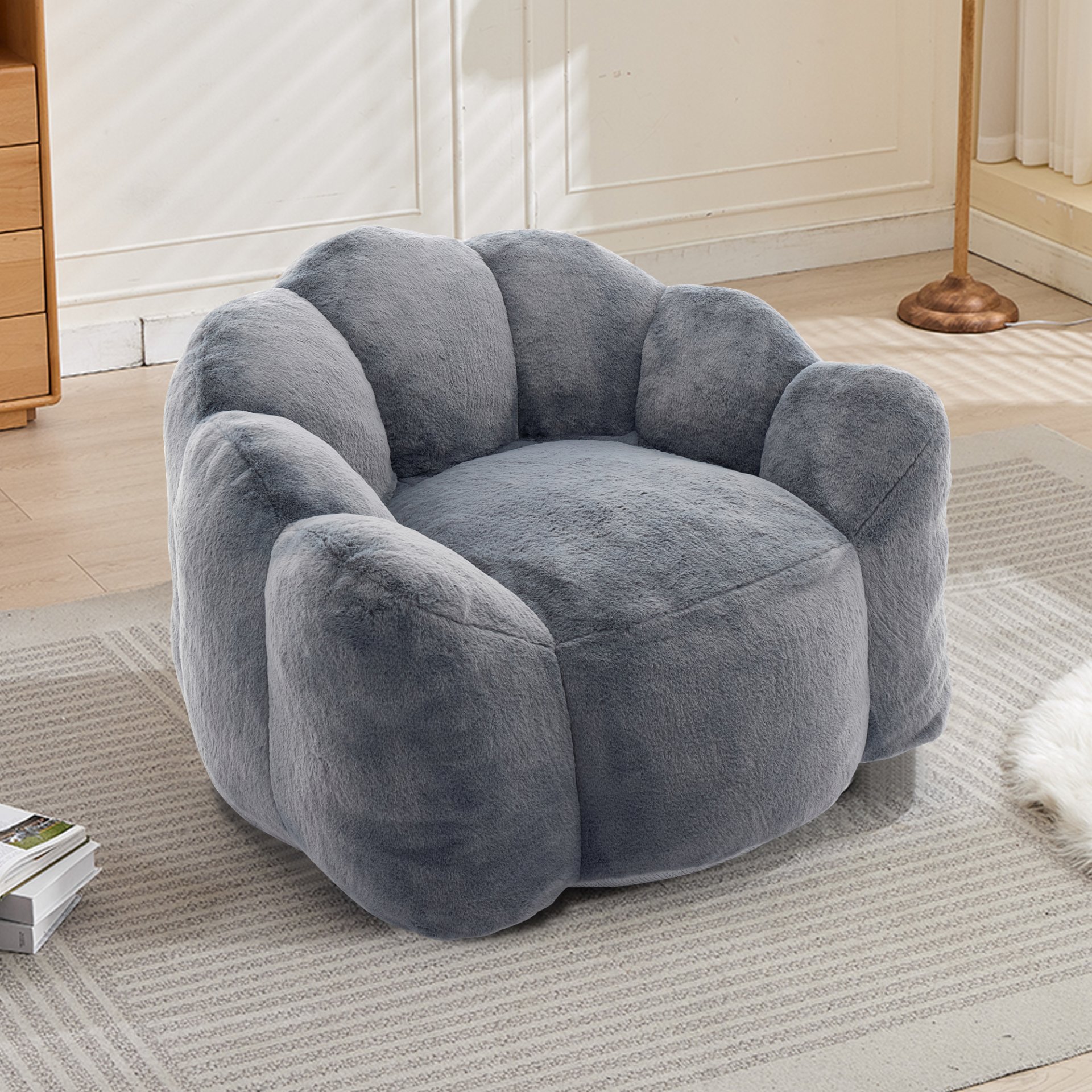 Lotus Compression Sofa Bean Bag With Pull Ring - Gray - Image 2