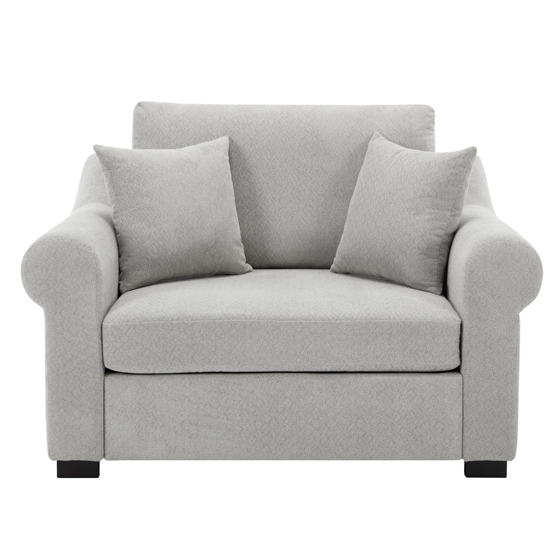 Modern Chenille Oversized Armchair, Chair And A Half, Single Sofa For Bedroom, Living Room, Wide - Light Gray - Image 11