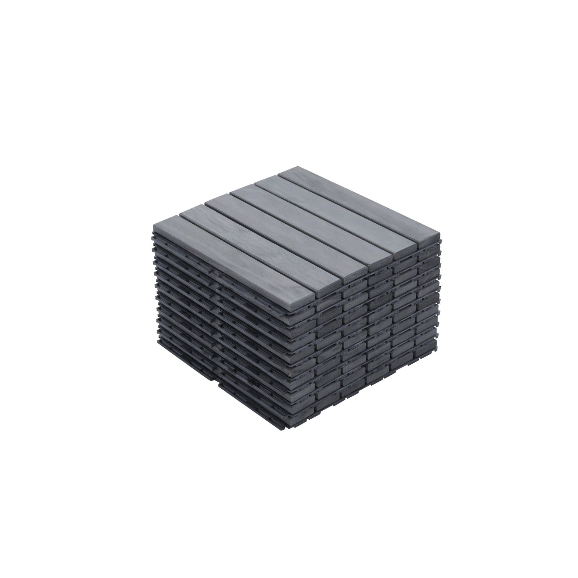 Interlocking Deck Tiles Striped Pattern Light Square Outdoor Flooring - Light Gray - Image 16