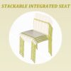 4 Piece Set Of Modern Color Block Designed Single Chairs, UV Resistant And Rust Proof - Grain Yellow / White - Image 7