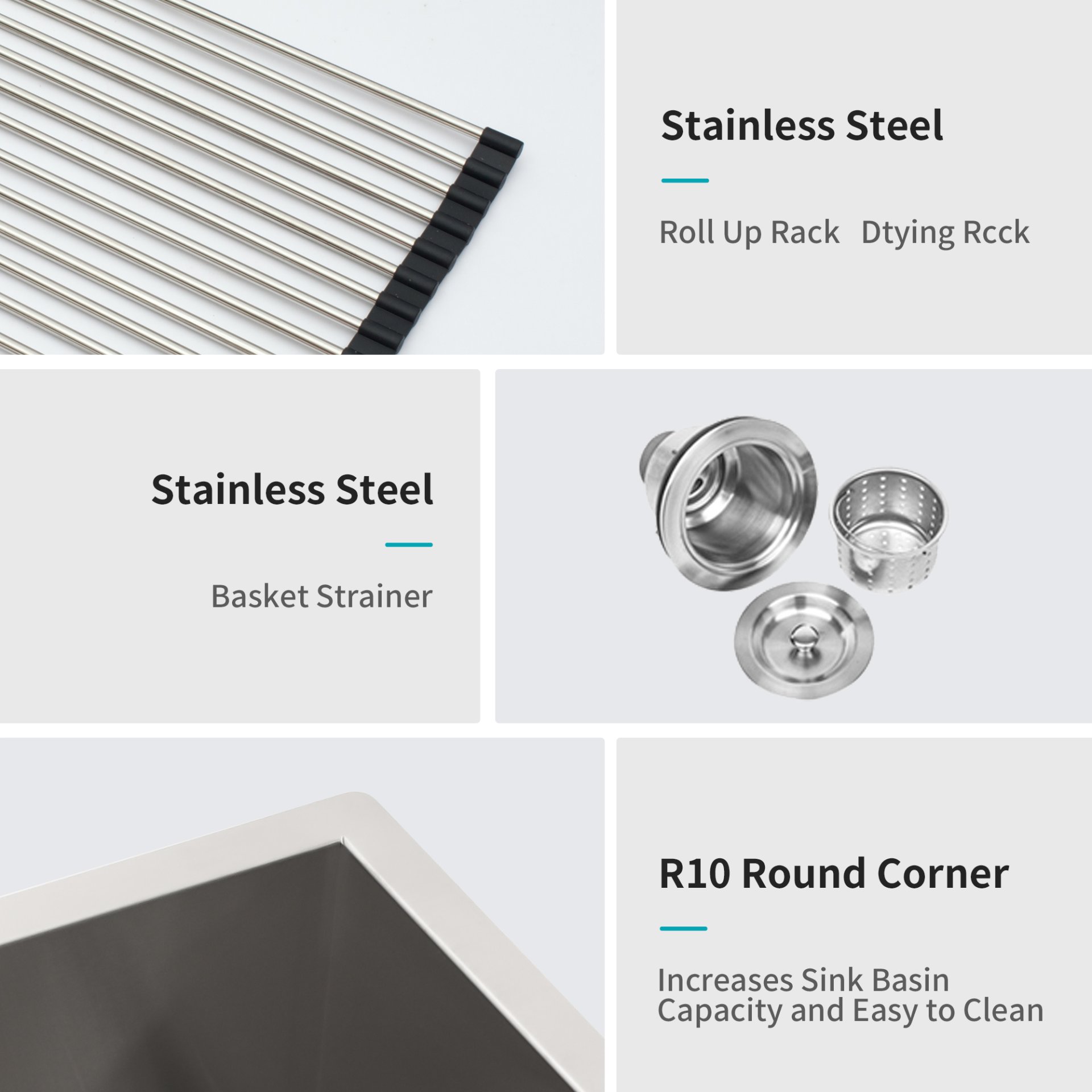 23" Undermount Single Bowl Stainless Steel Kitchen Sink 16 Gauge 9" Deep Basin - Black / Red - Image 6